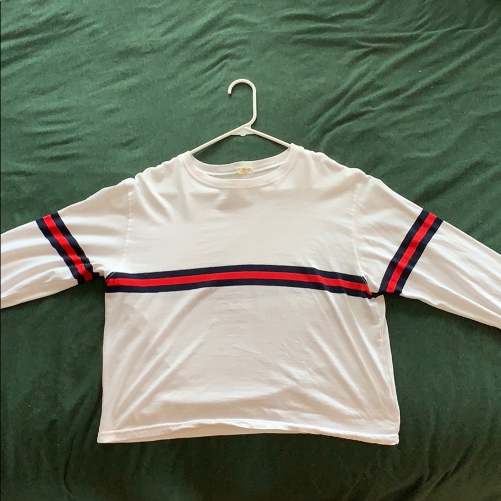 LONG SLEEVE RED WHITE AND BLUE TOP
